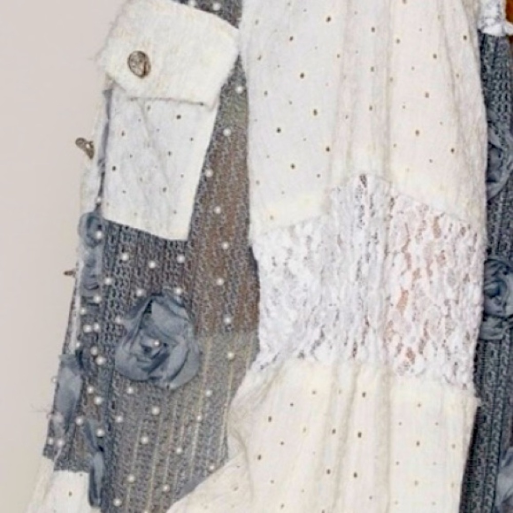 JACKET NWOT POL Elegant White/Dark gray Lace jacket - Picture 3 of 8
